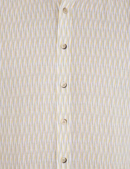 Sarı Keten Karışımlı Regular Fit Uzun Kollu Gömlek - 50233043018