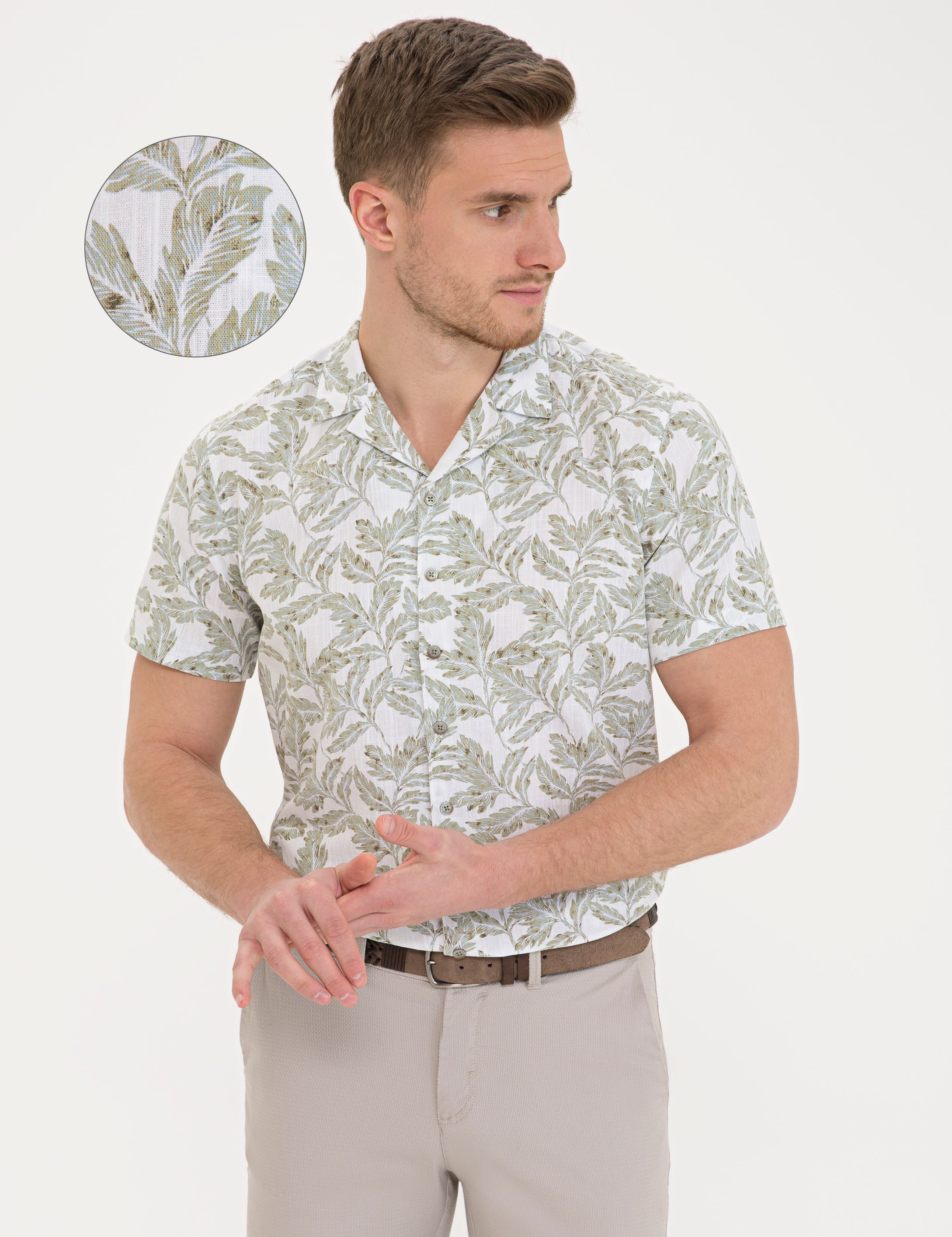 Haki Regular Fit Kısa Kollu Gömlek - Image 1