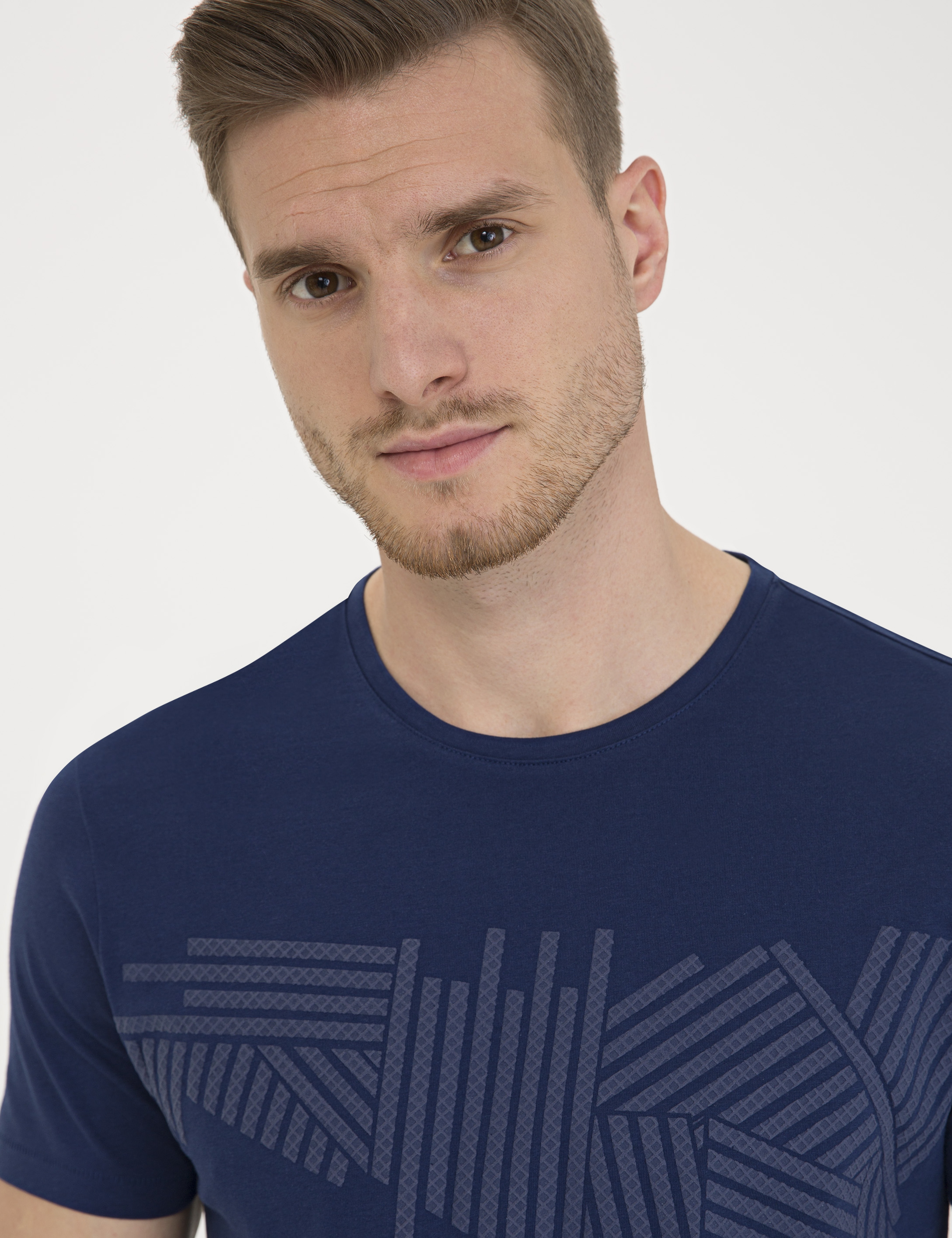 Lacivert Slim Fit Bisiklet Yaka Tişört