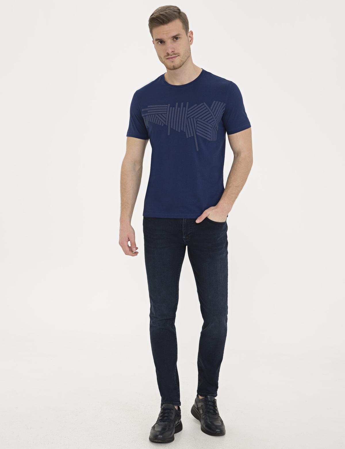 Lacivert Slim Fit Bisiklet Yaka T-Shirt - 50233264073