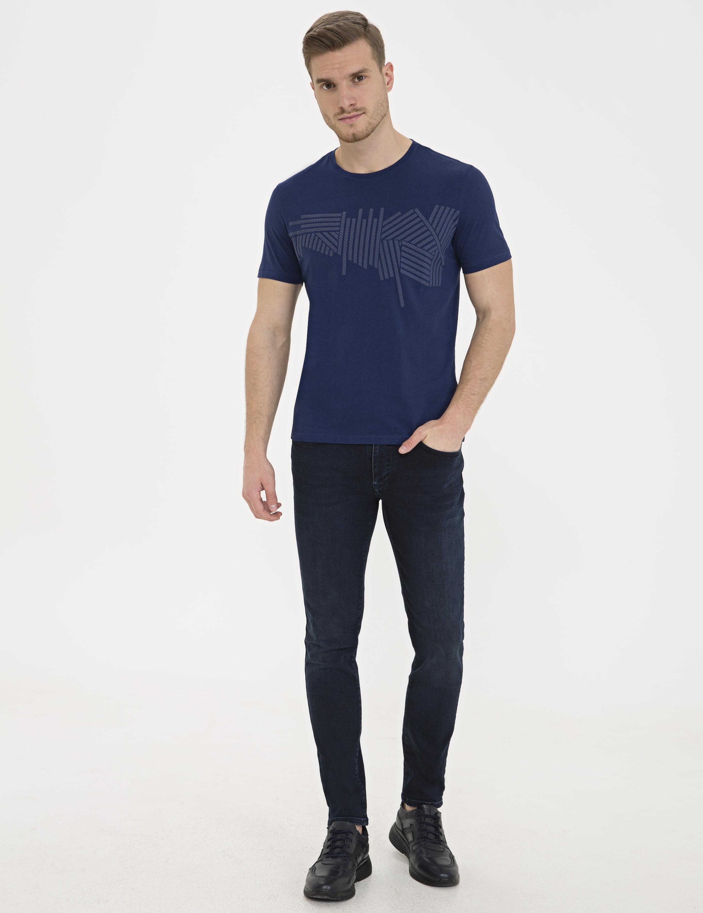Lacivert Slim Fit Bisiklet Yaka T-Shirt