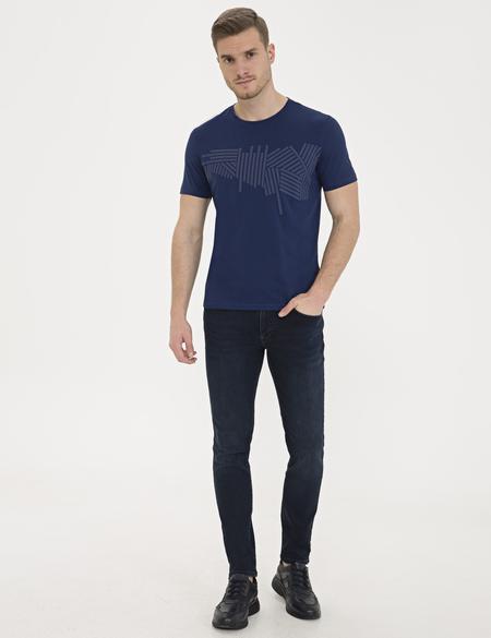 Lacivert Slim Fit Bisiklet Yaka T-Shirt - 50233264073