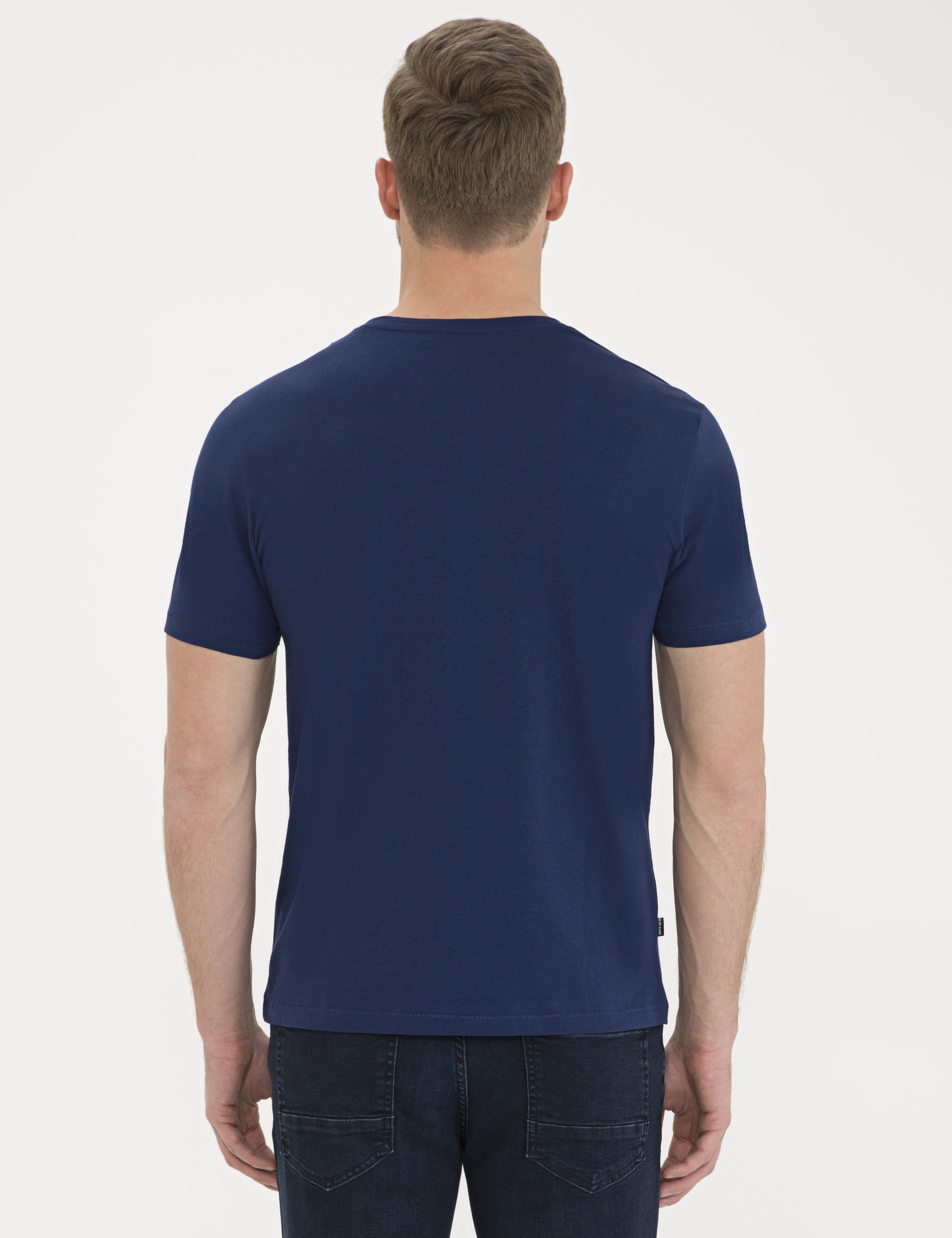 Lacivert Slim Fit Bisiklet Yaka Tişört - Image 3