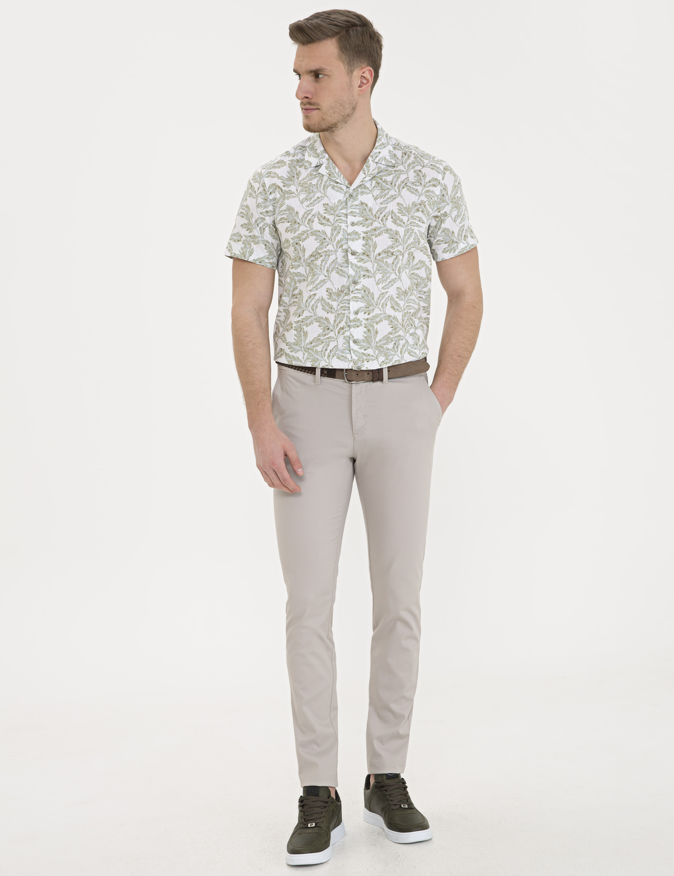 Haki Regular Fit Kısa Kollu Gömlek - Image 4
