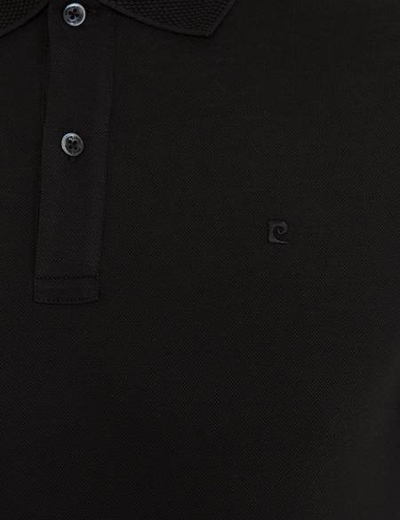 Siyah Slim Fit Polo Yaka Basic T-Shirt - 50232388114