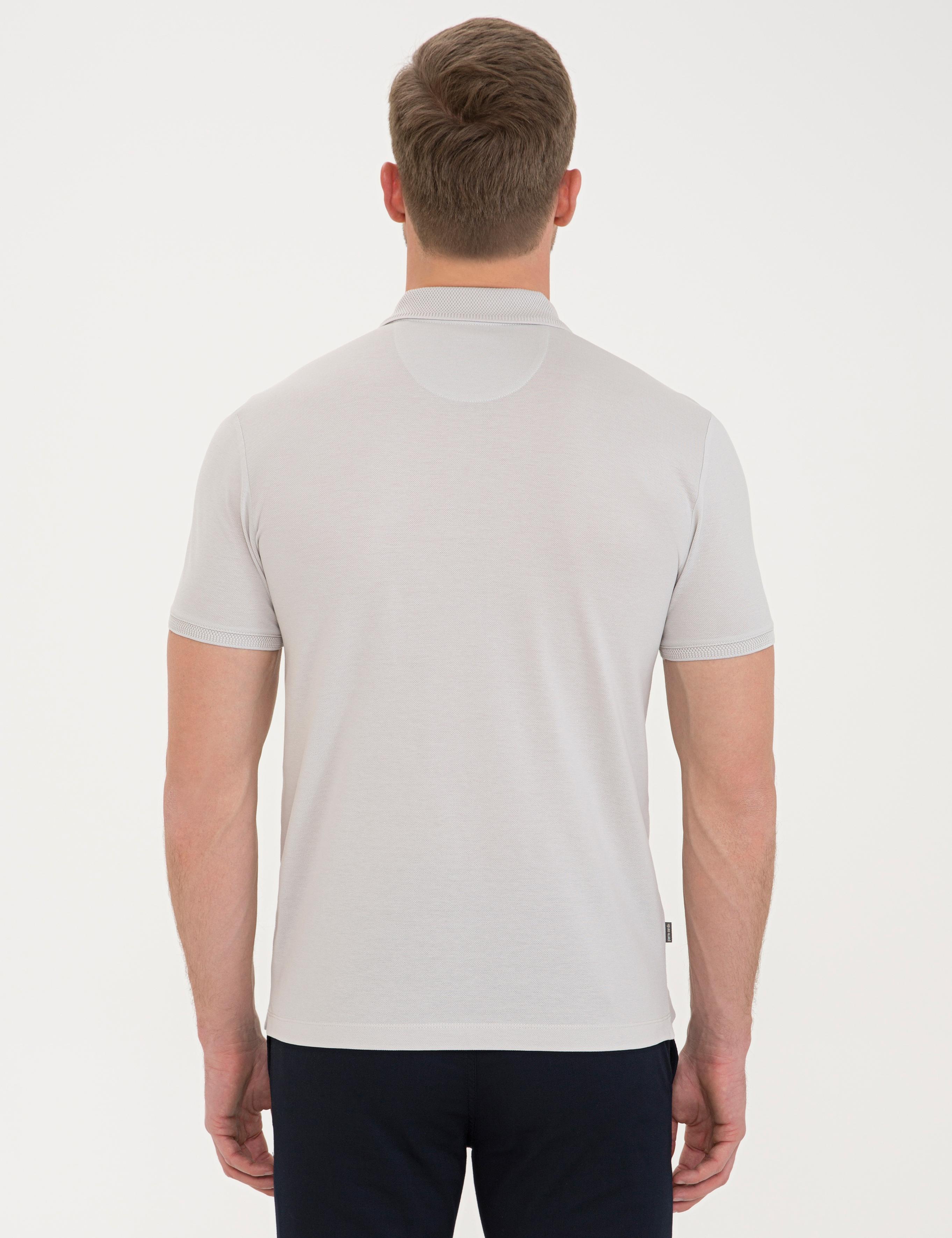 Açık Gri Slim Fit Polo Yaka Basic T-Shirt