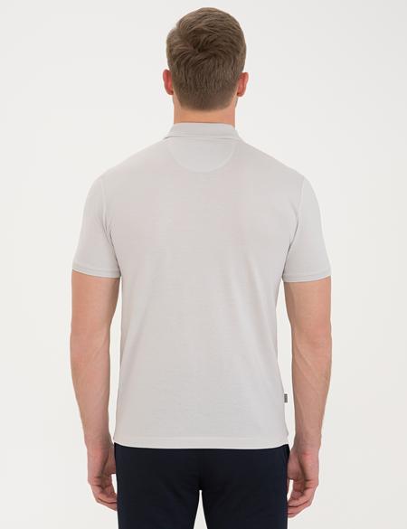 Açık Gri Slim Fit Polo Yaka Basic T-Shirt - 50232388153