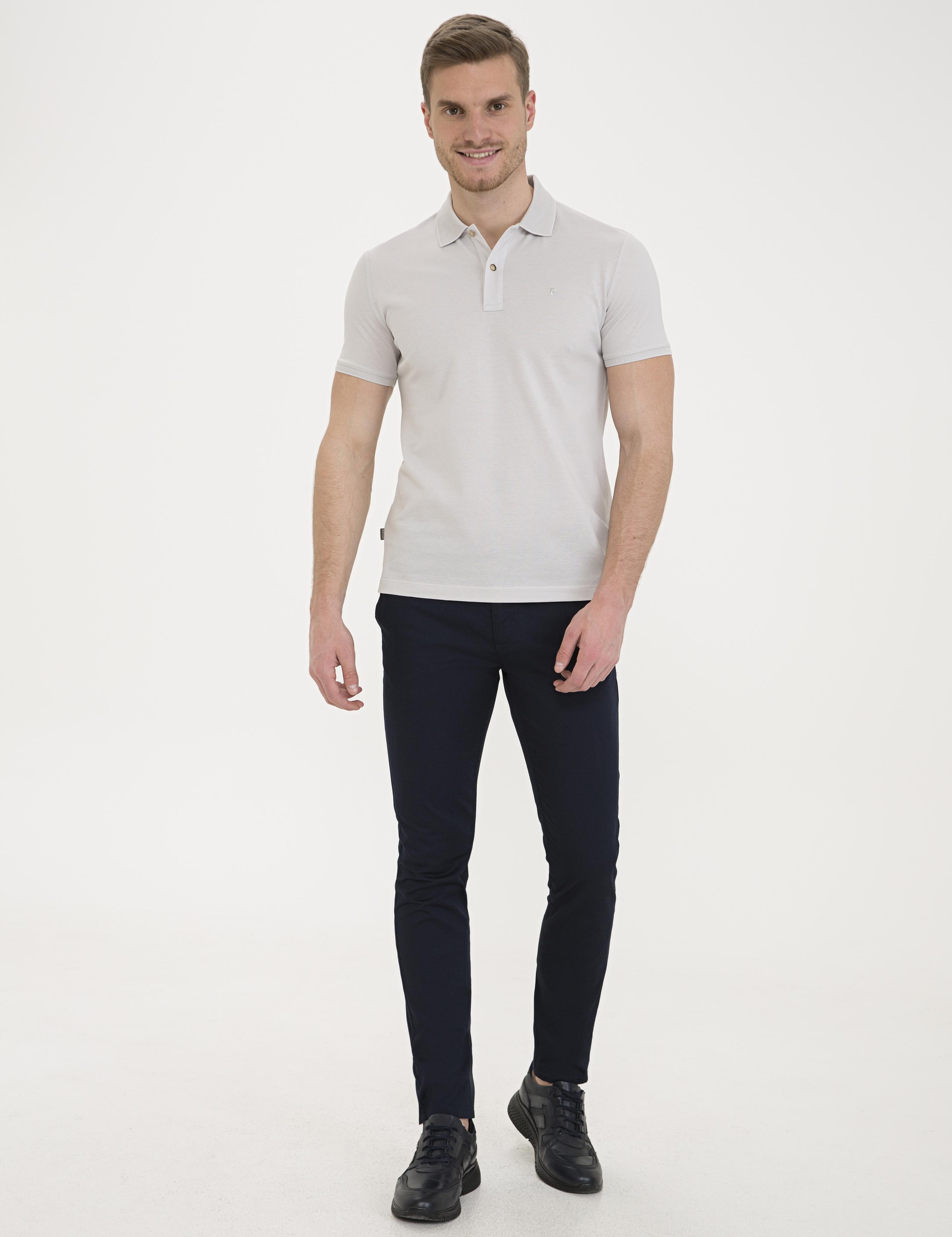 Açık Gri Slim Fit Polo Yaka Basic T-Shirt