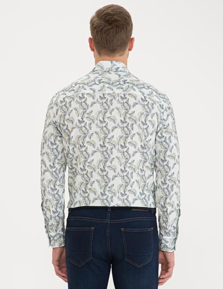 Lacivert Comfort Fit Keten Gömlek - 50232788002