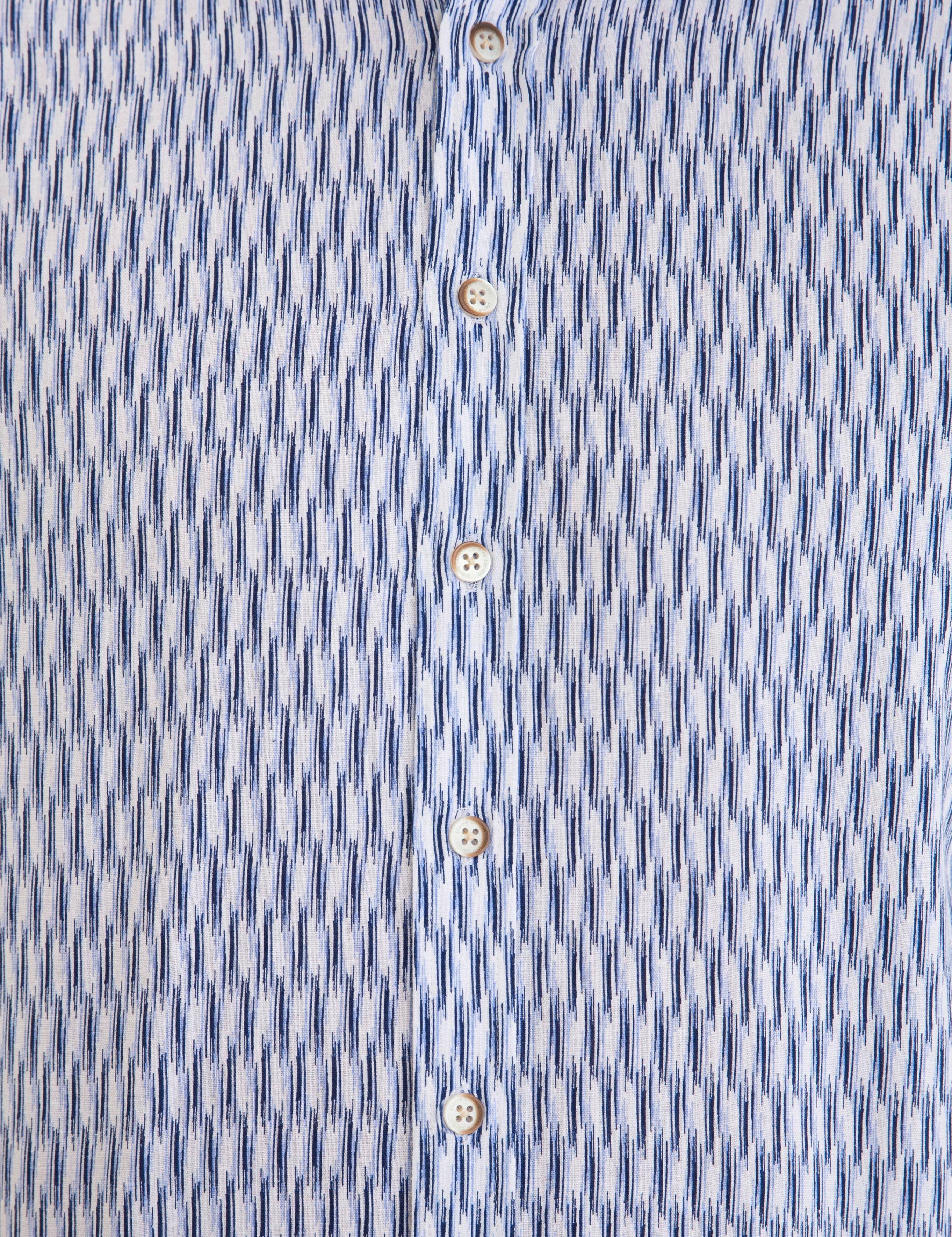 Lacivert Keten Karışımlı Regular Fit Uzun Kollu Gömlek