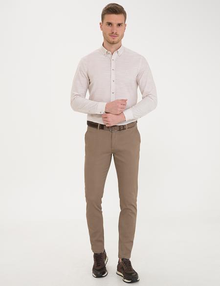 Bej Slim Fit Uzun Kollu Gömlek - 50236034033
