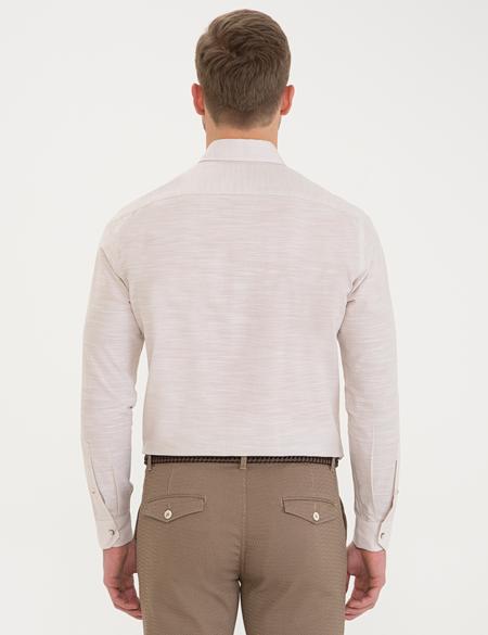 Bej Slim Fit Uzun Kollu Gömlek - 50236034033
