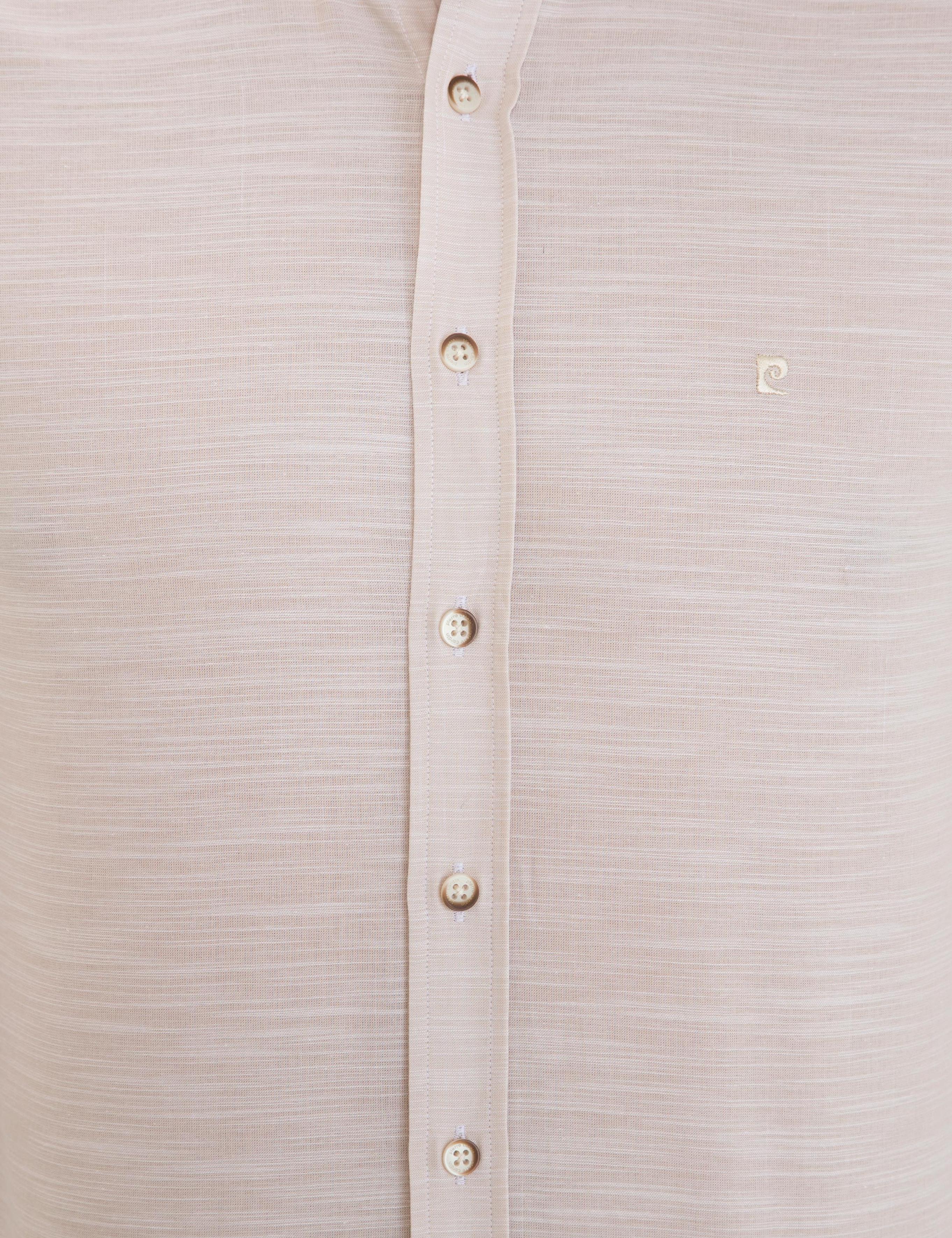 Bej Slim Fit Uzun Kollu Gömlek