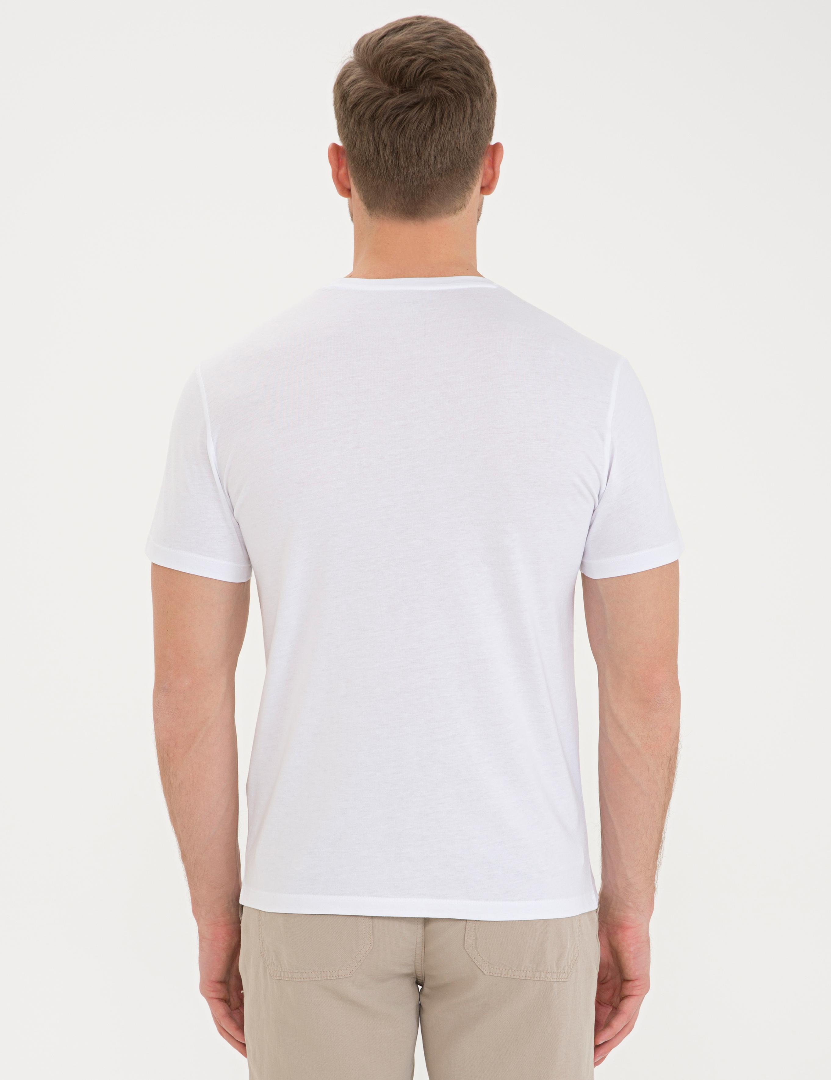 Beyaz Slim Fit Bisiklet Yaka Basic Tişört