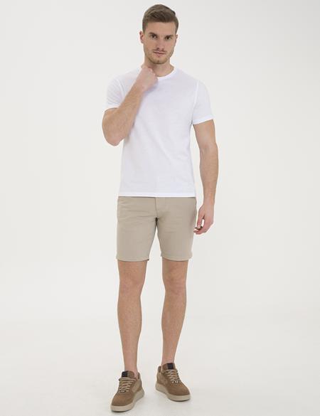 Beyaz Slim Fit Bisiklet Yaka Basic Tişört - 50232385002