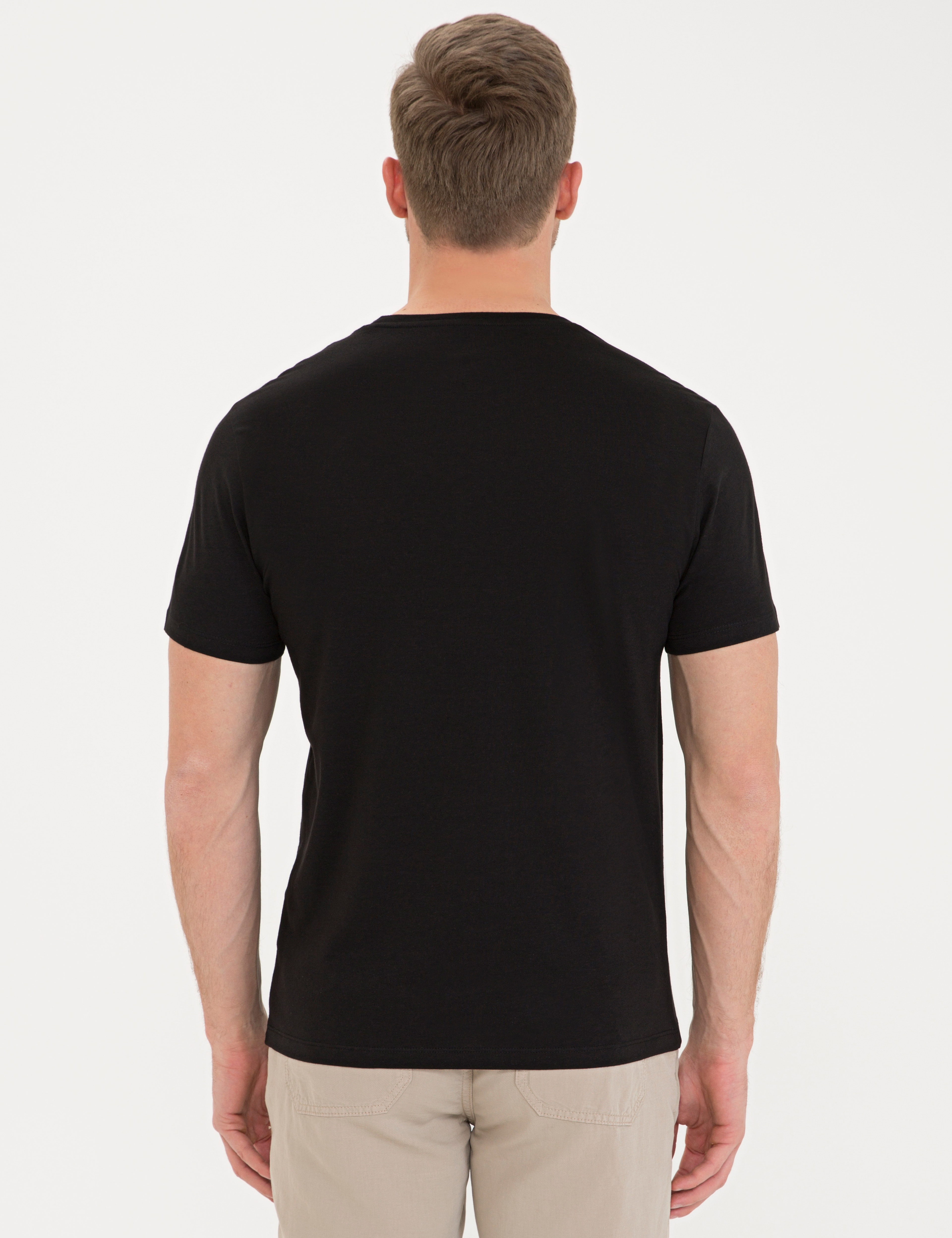 Siyah Slim Fit Basic Tişört - Image 3