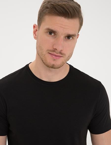 Siyah Slim Fit Basic Tişört - 50232385113