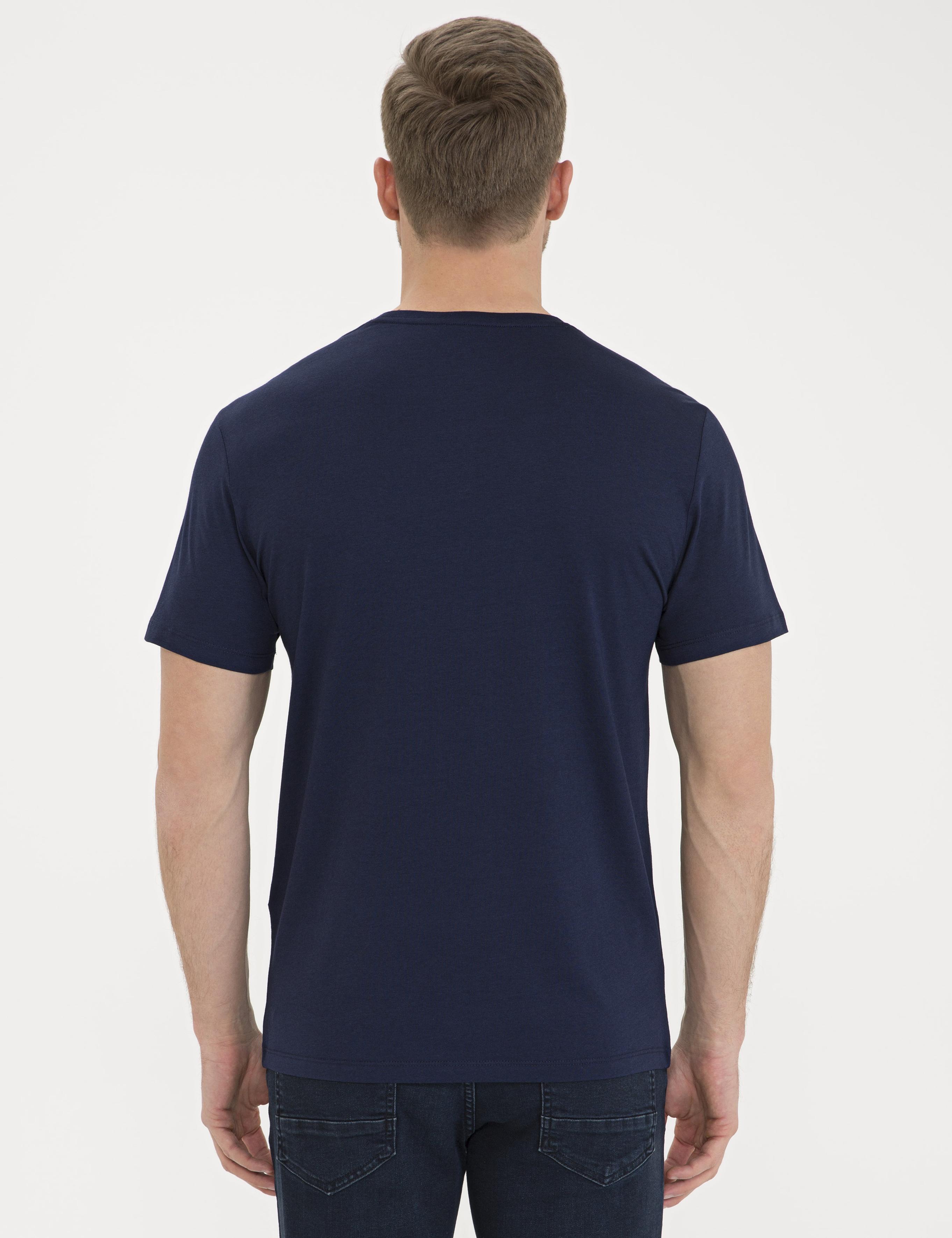 Koyu Lacivert Slim Fit Bisiklet Yaka Basic Tişört