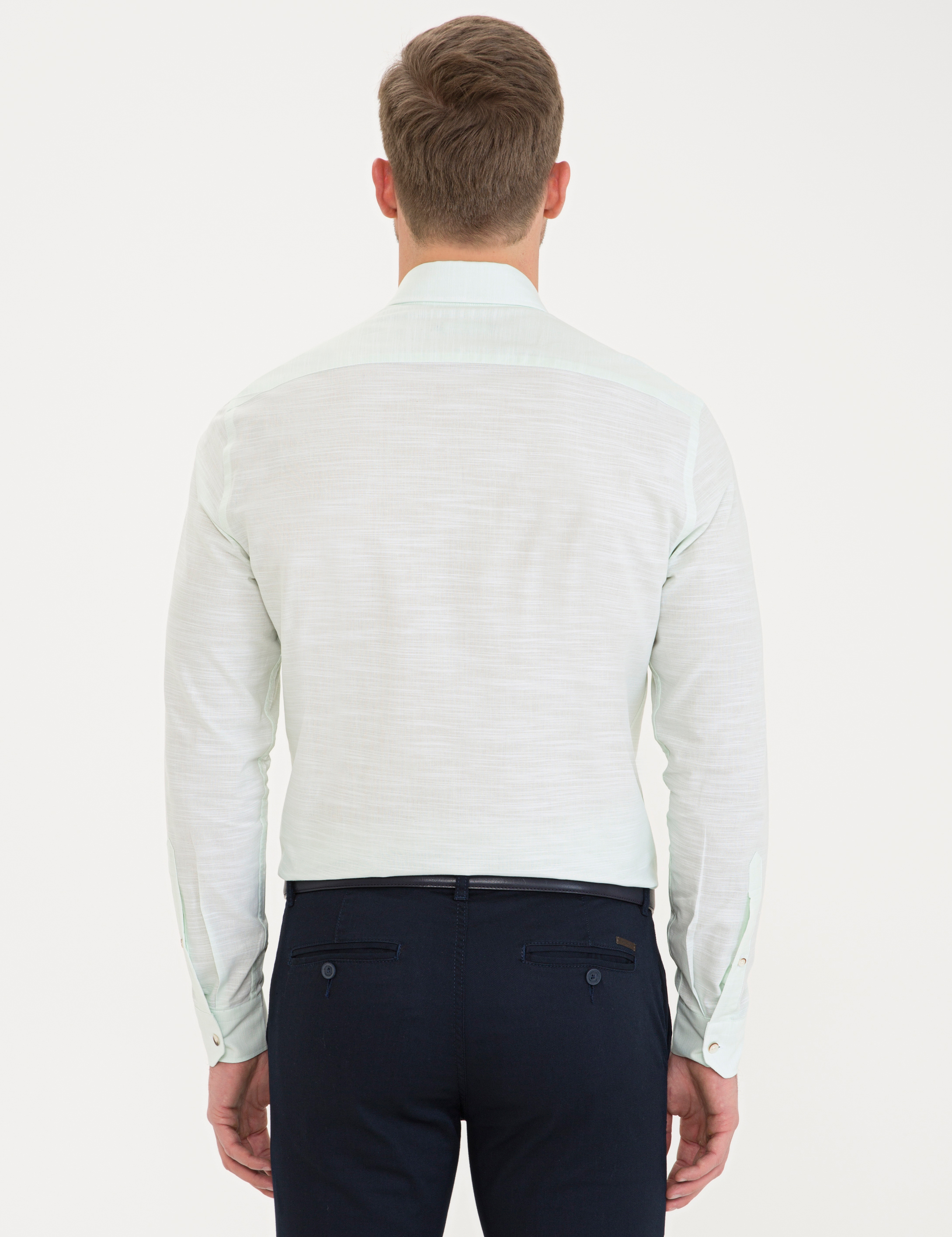 Açık Yeşil Slim Fit Gömlek - Image 3