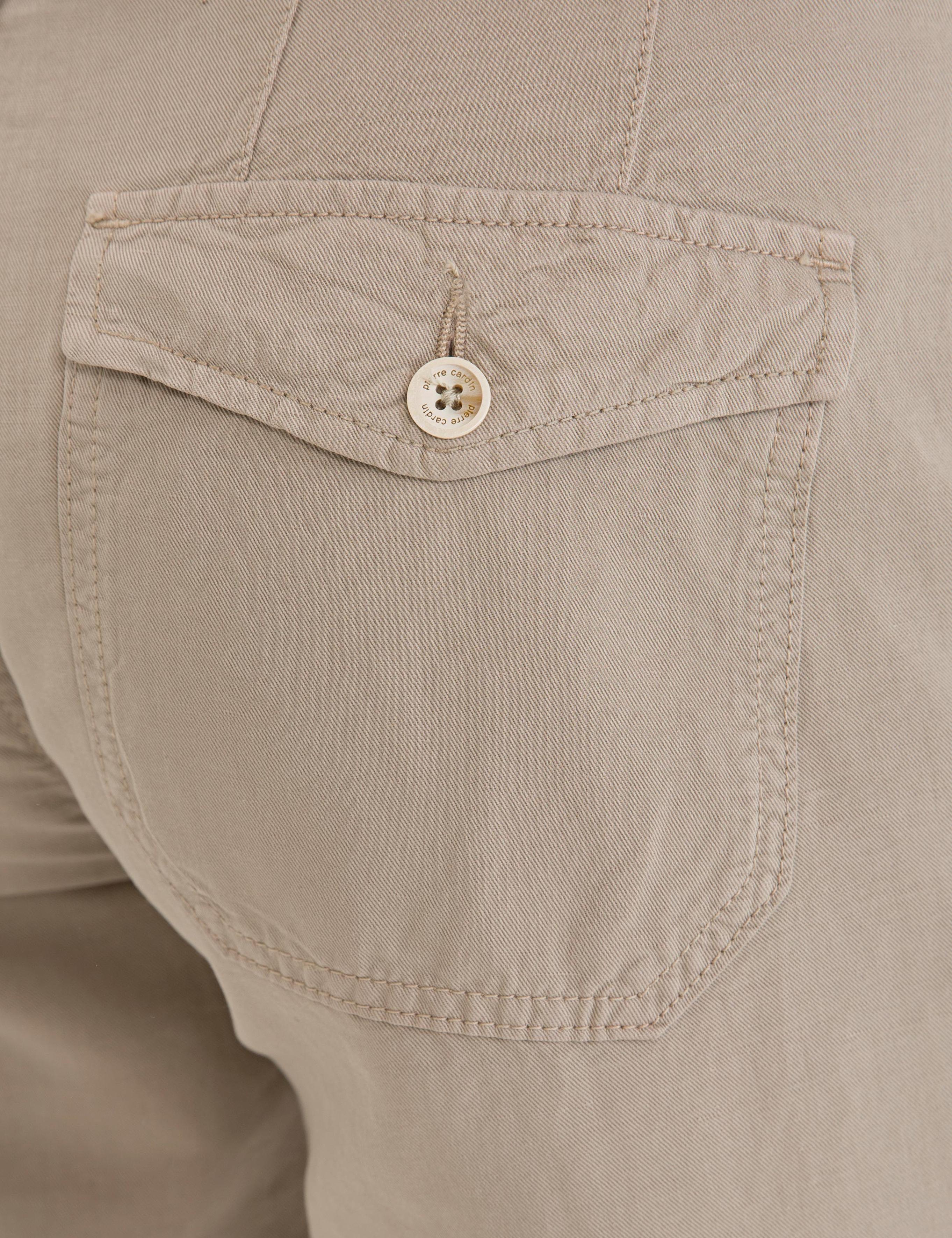 Bej Standart Fit Keten Karışımlı Bermuda Şort