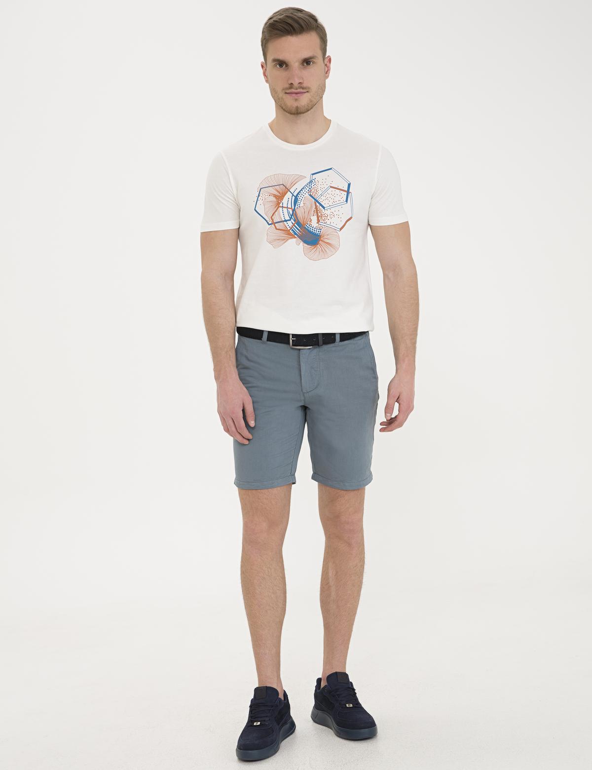 Mint Standart Fit Keten Karışımlı Bermuda Şort