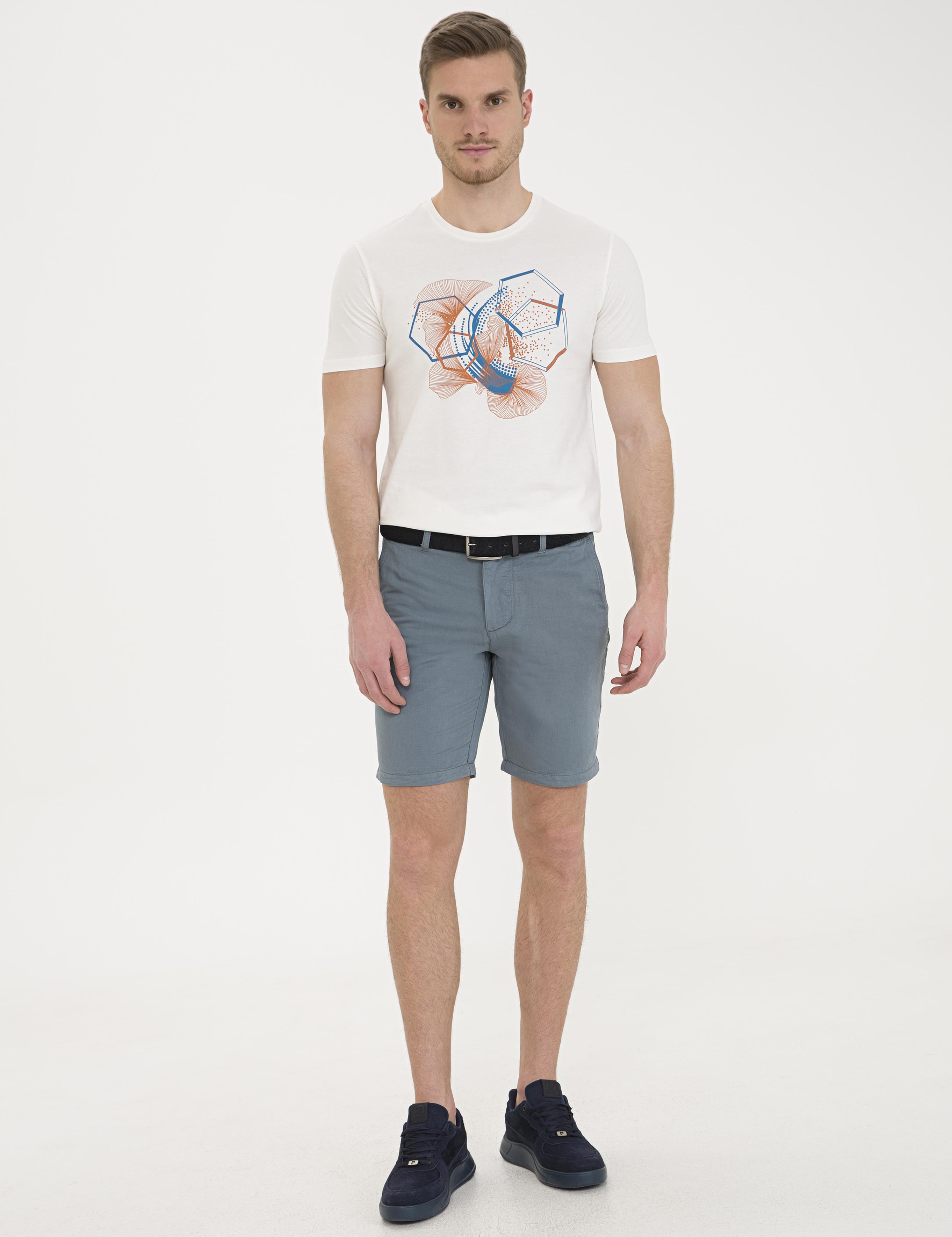 Mint Standart Fit Keten Karışımlı Bermuda Şort