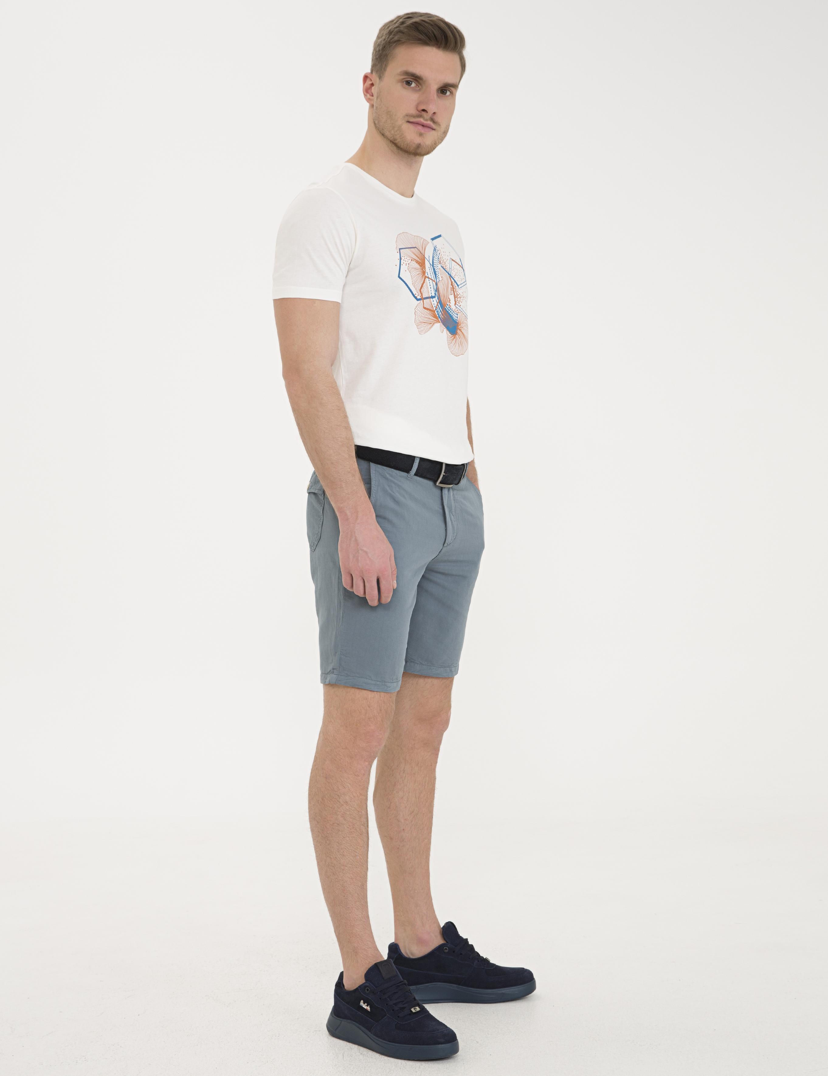 Mint Standart Fit Keten Karışımlı Bermuda Şort