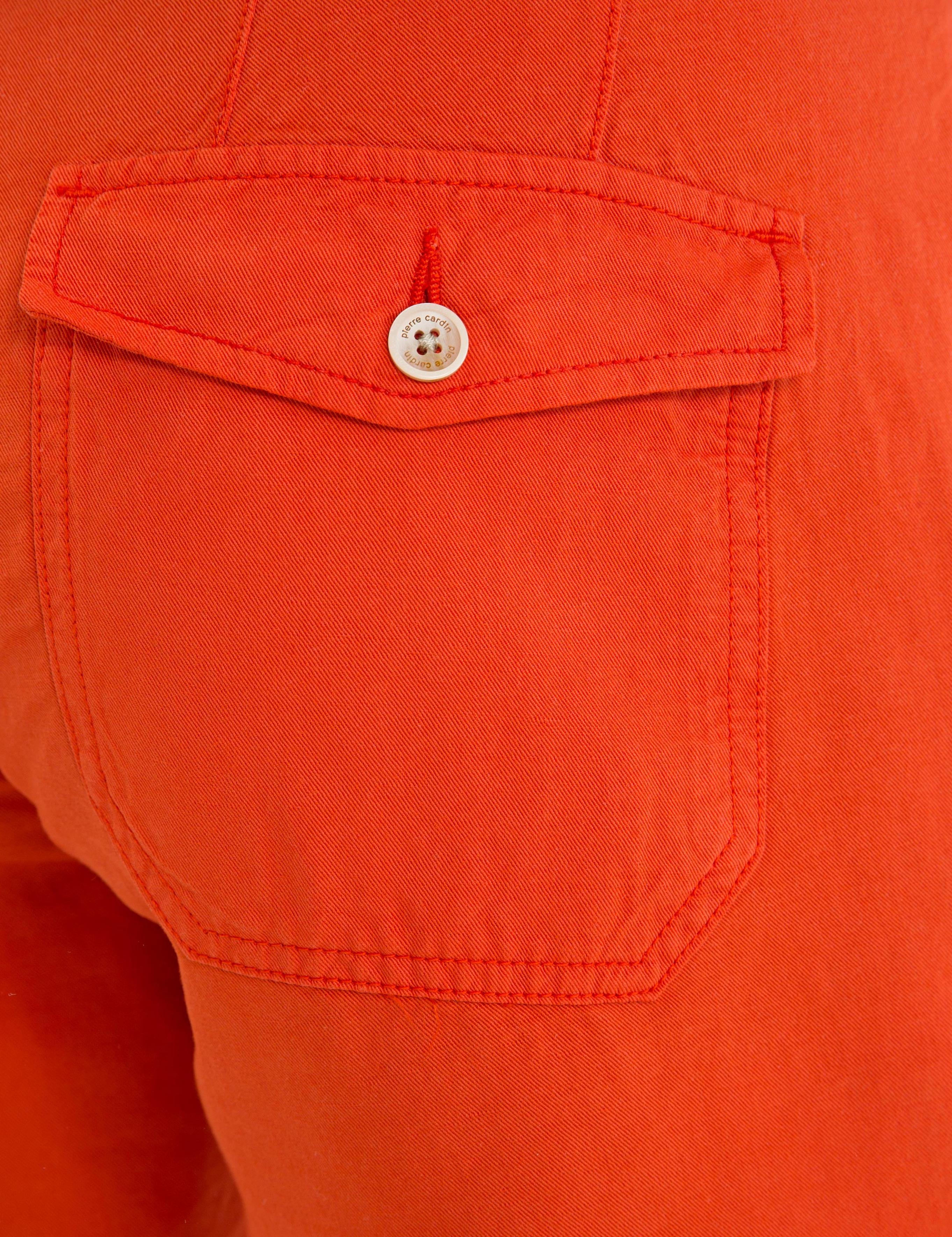 Turuncu Standart Fit Keten Karışımlı Bermuda Şort