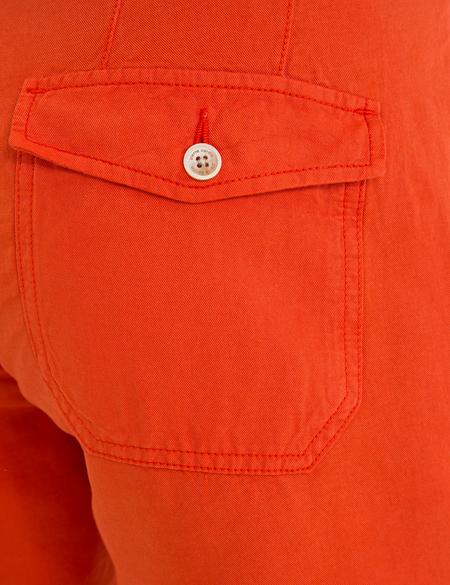 Turuncu Standart Fit Keten Karışımlı Bermuda Şort - 50233248037