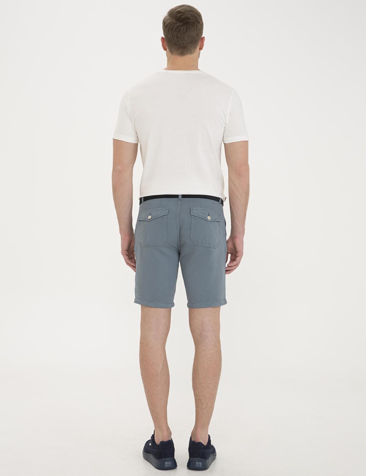 Mint Standart Fit Keten Karışımlı Bermuda Şort - 50233248025