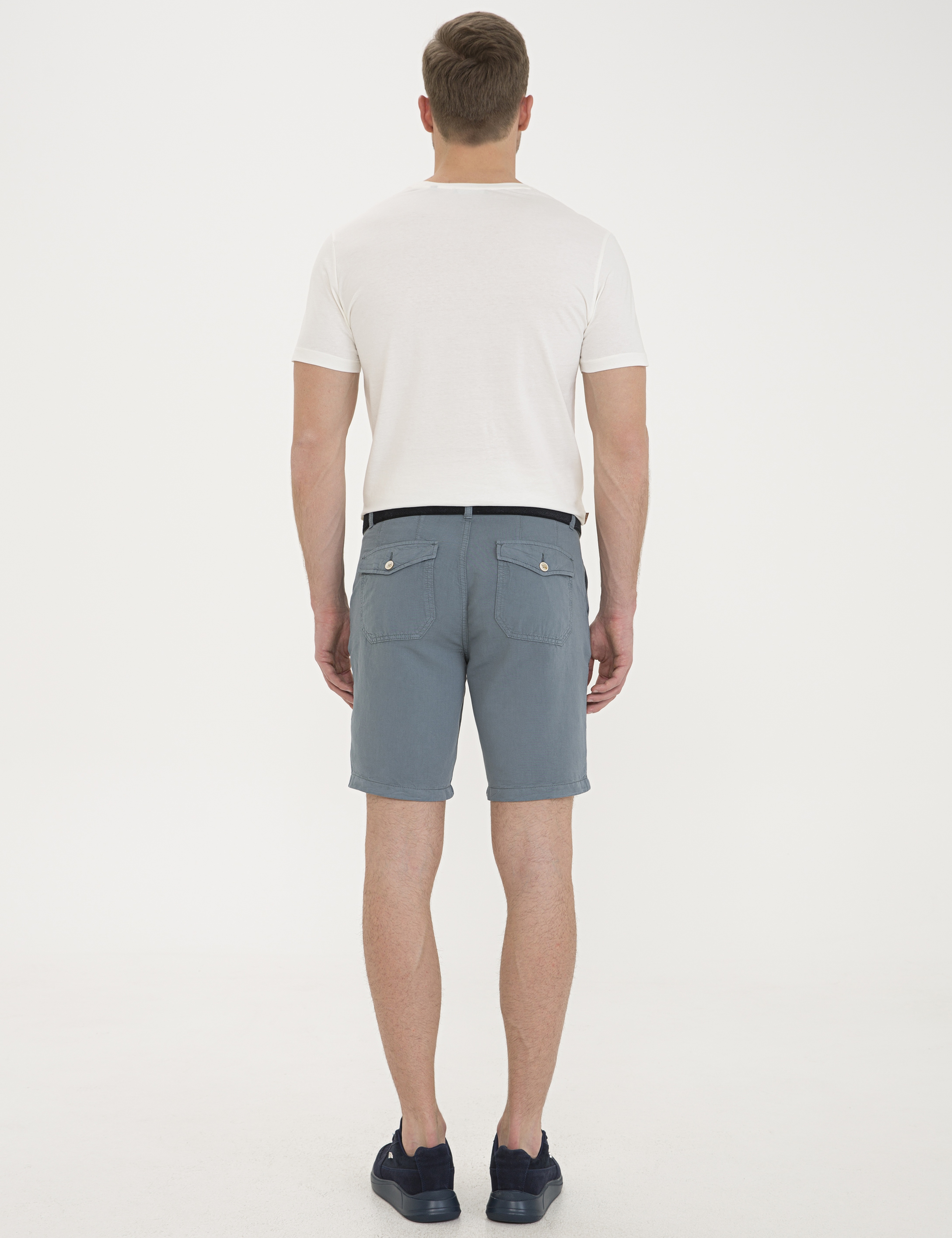 Mint Standart Fit Keten Karışımlı Bermuda Şort - Image 3