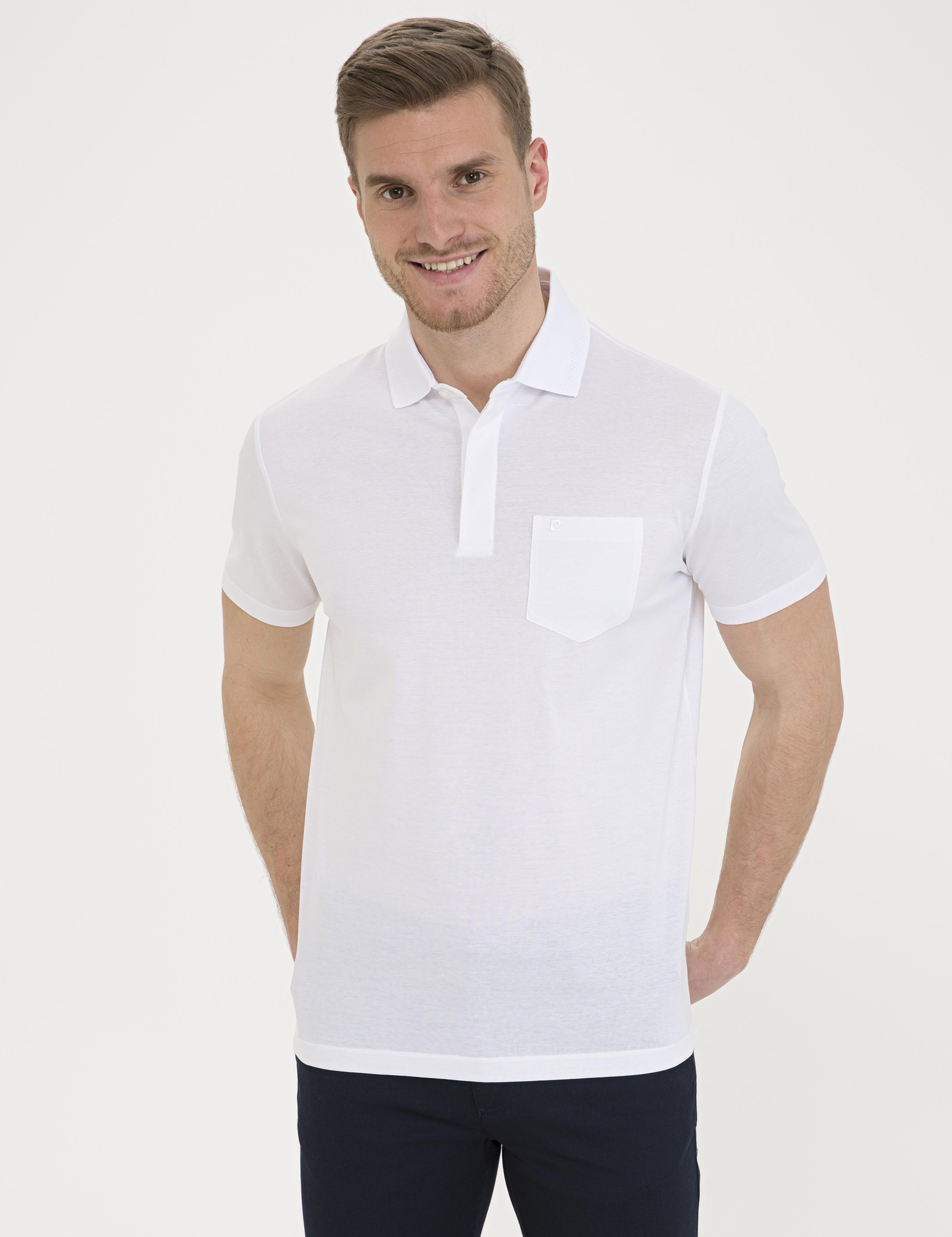 Beyaz Regular Fit Polo Yaka Merserize Tişört