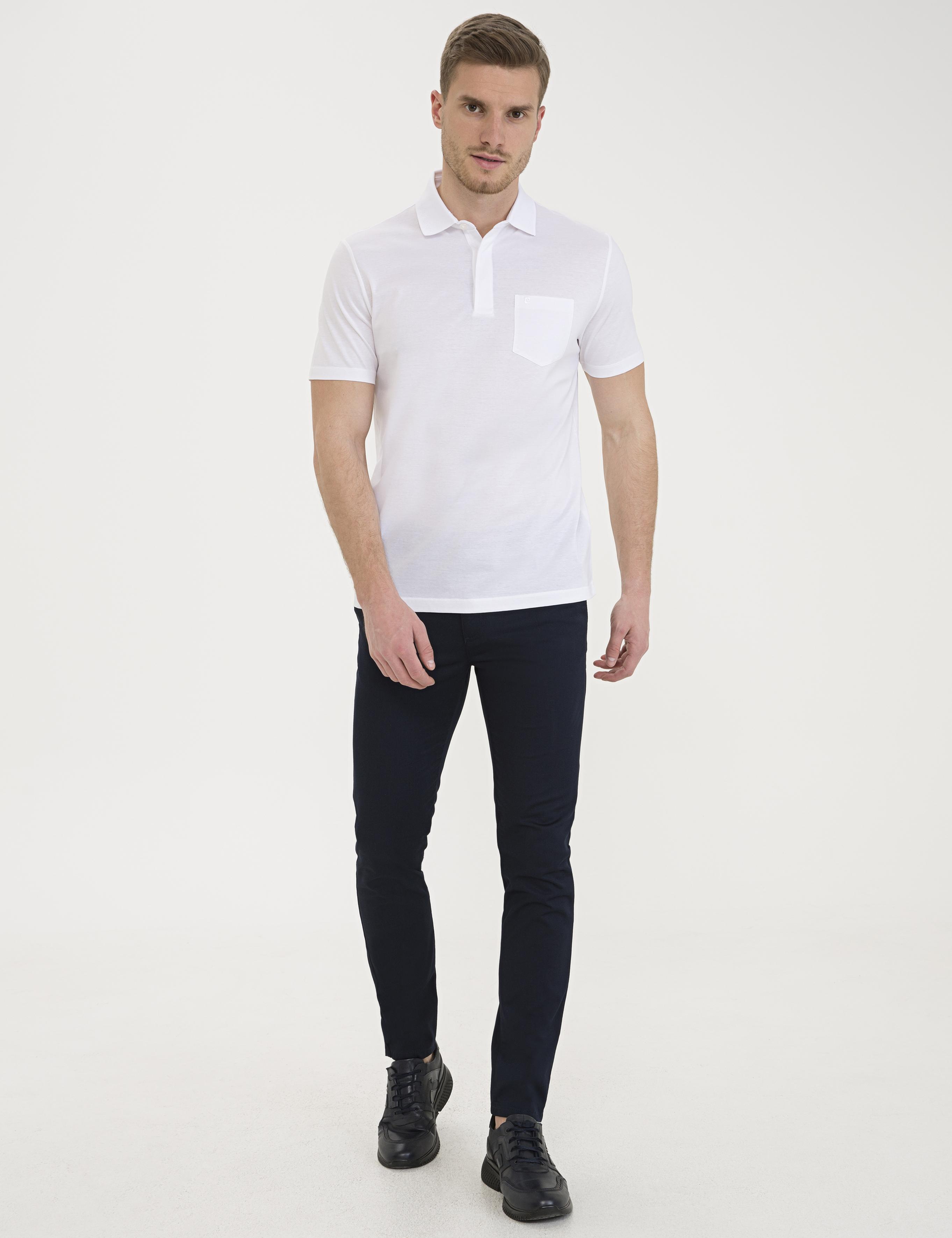 Beyaz Regular Fit Polo Yaka Merserize Tişört