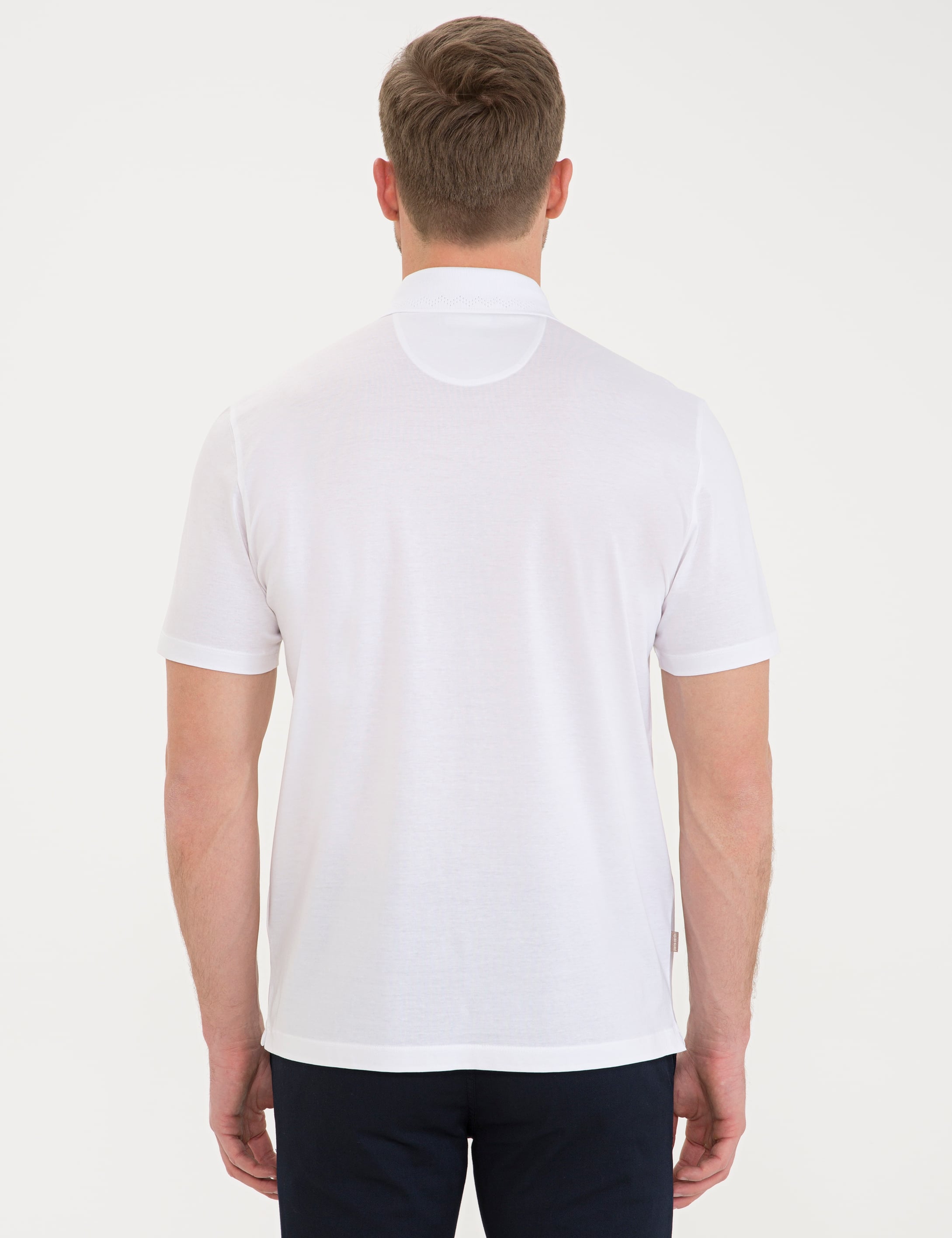 Beyaz Regular Fit Polo Yaka Merserize Tişört