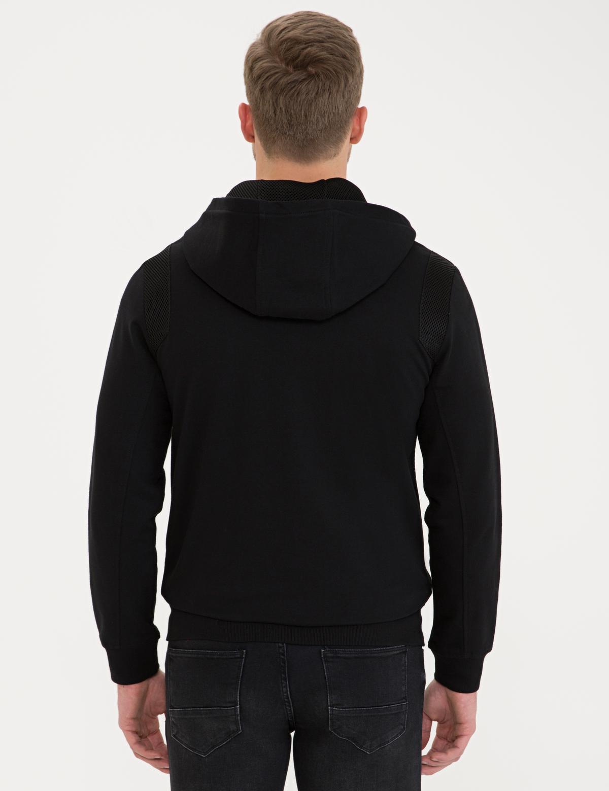 Siyah Standart Fit Kapüşonlu Sweatshirt - 50233278077