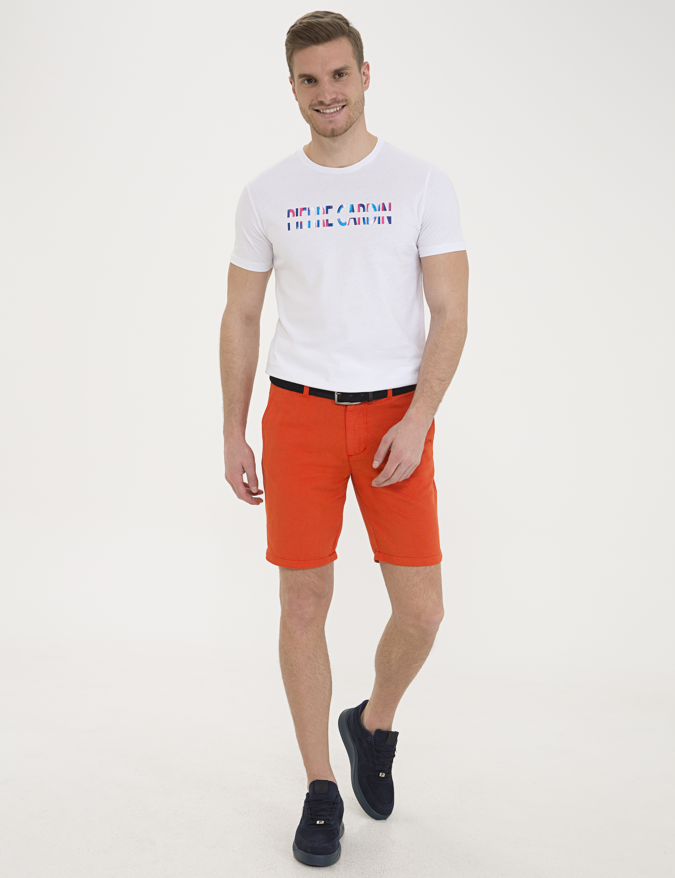 Beyaz Slim Fit Baskılı Bisiklet Yaka Tişört - Image 4