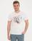 Ekru Slim Fit Baskılı Bisiklet Yaka Tişört