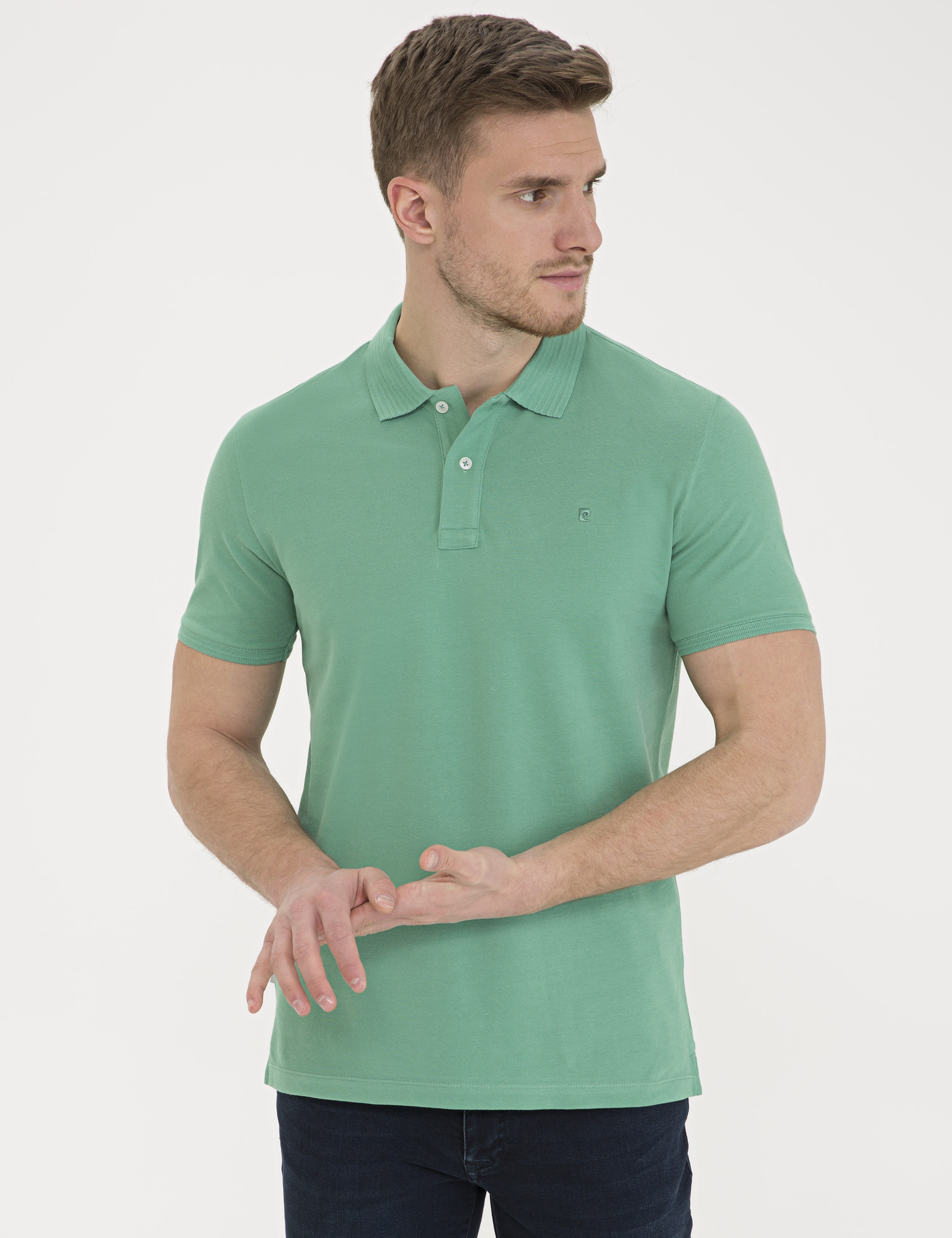 Yeşil Slim Fit Basic Tişört - Image 1