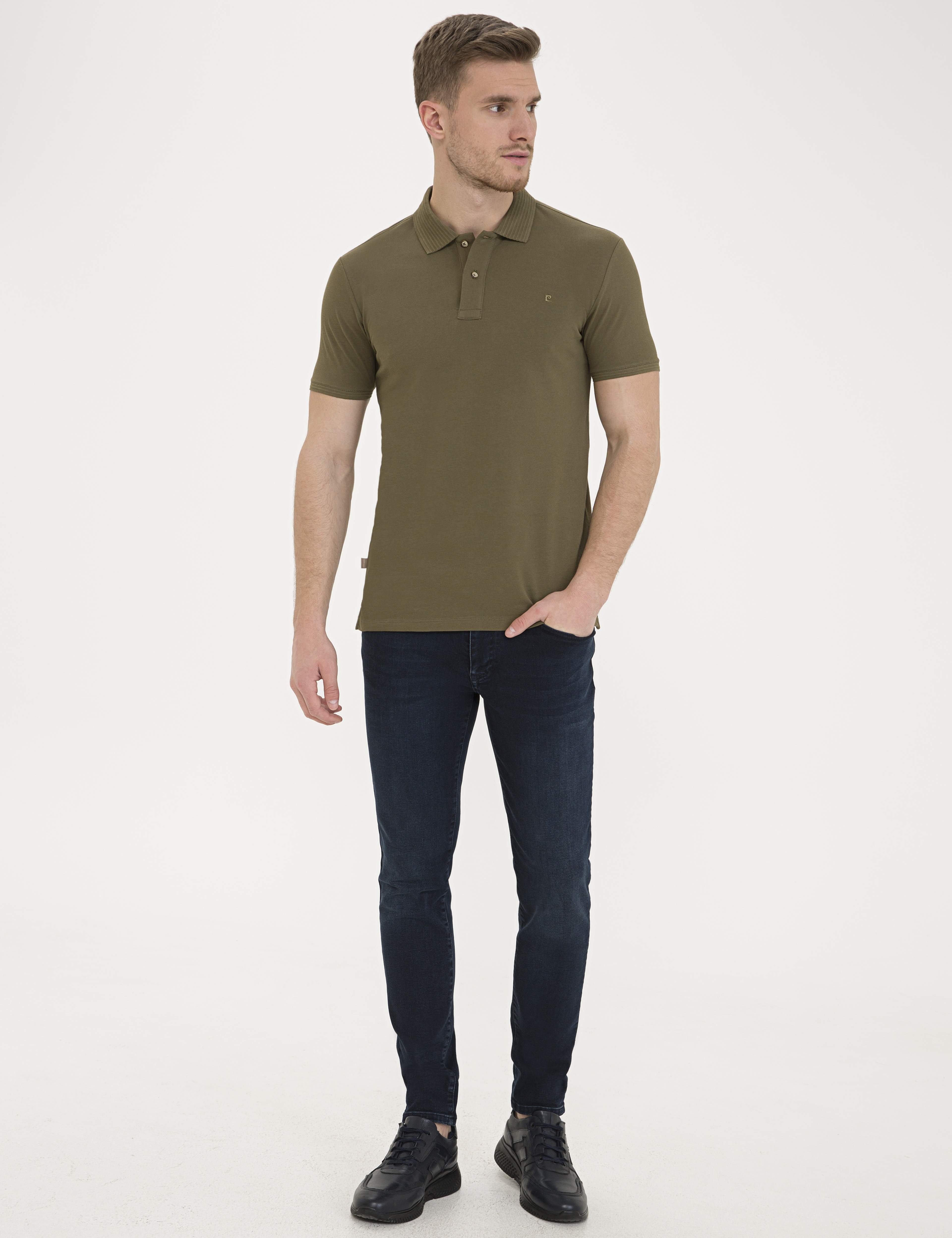 Açık Haki Slim Fit Basic Tişört - Image 4