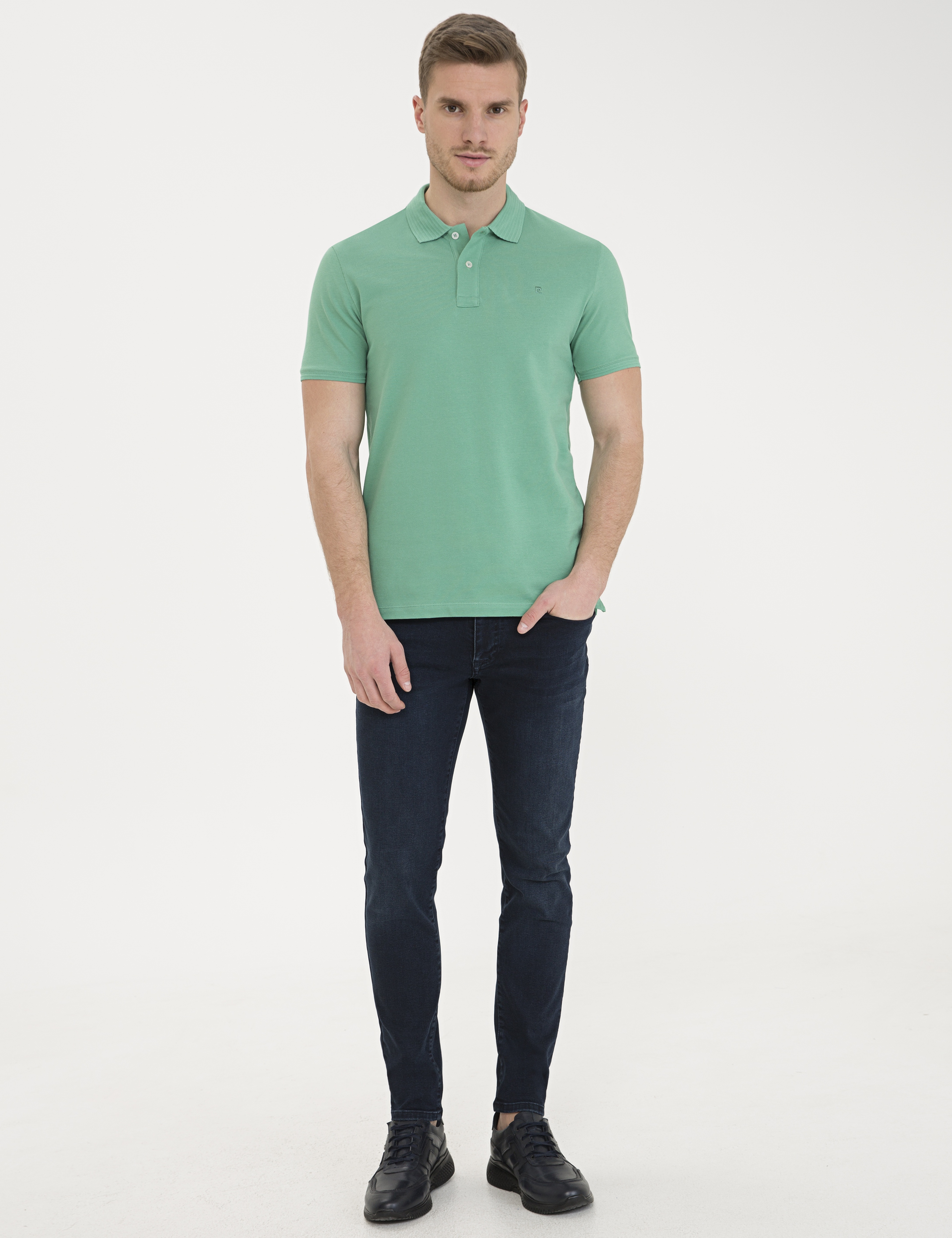 Yeşil Slim Fit Basic Tişört - Image 4