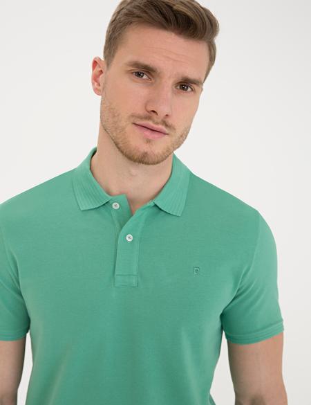 Yeşil Slim Fit Basic Tişört - 50232382157