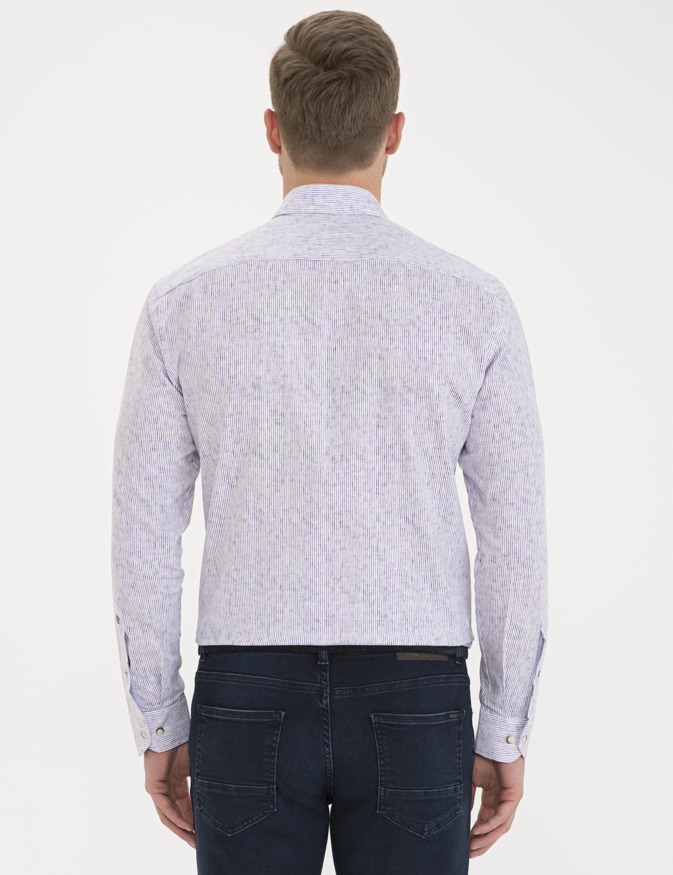 Mor Slim Fit Uzun Kollu Gömlek - Image 3