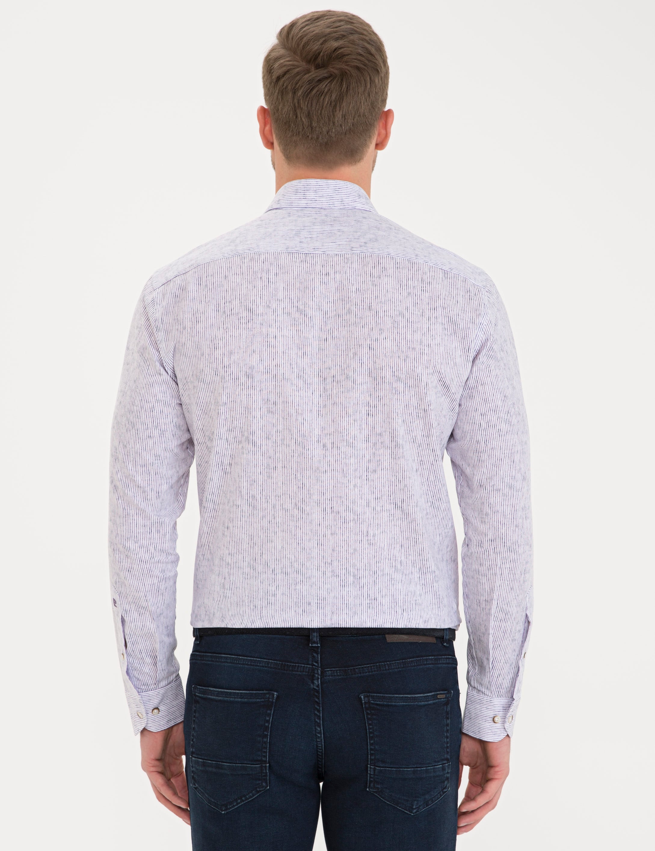Mor Slim Fit Uzun Kollu Gömlek