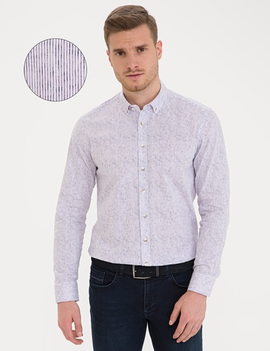 Mor Slim Fit Uzun Kollu Gömlek