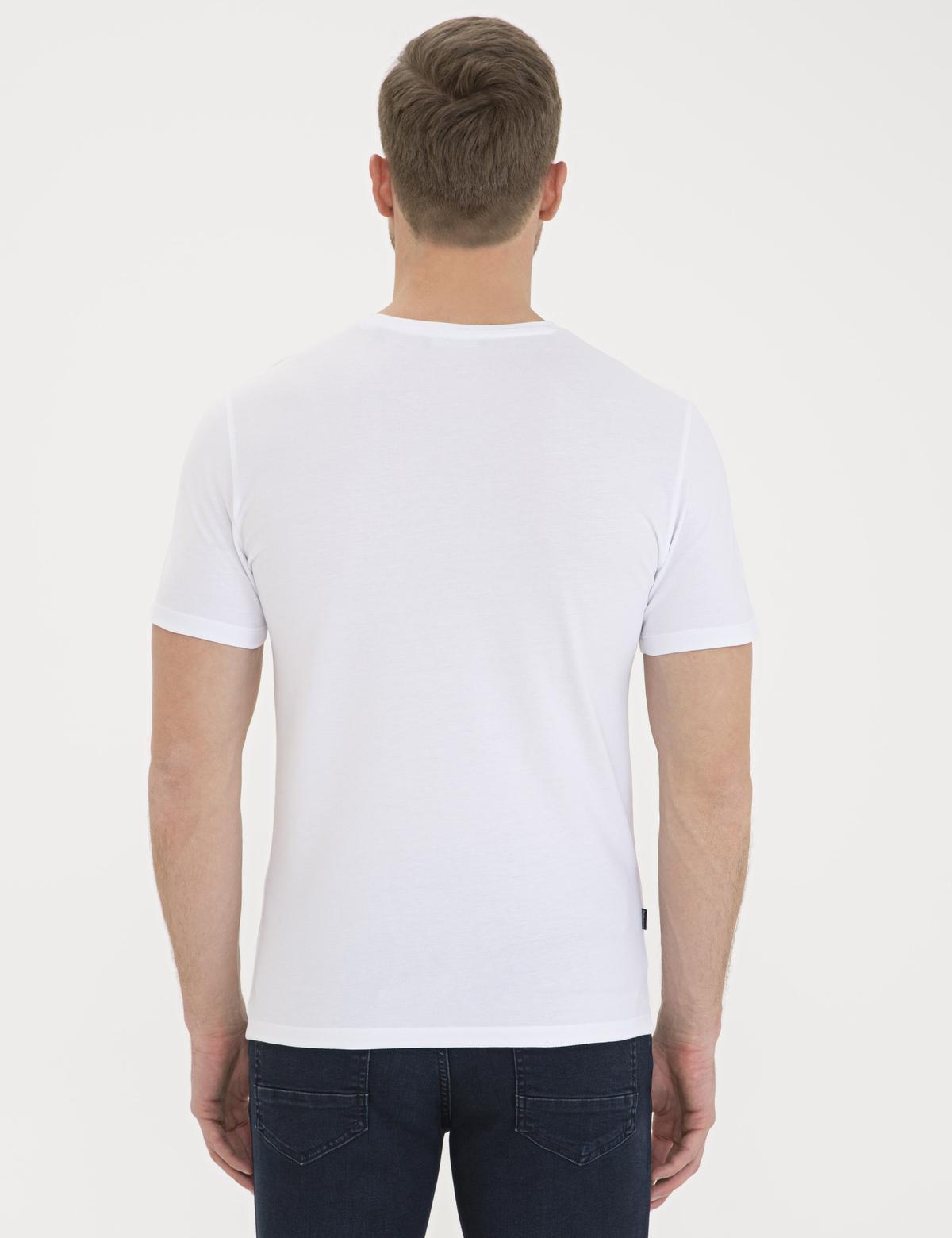 Beyaz Slim Fit Bisiklet Yaka Tişört - 50232410002