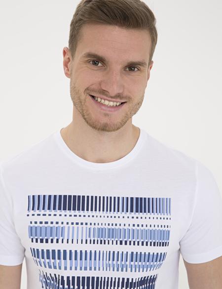 Beyaz Slim Fit Bisiklet Yaka Tişört - 50232410002
