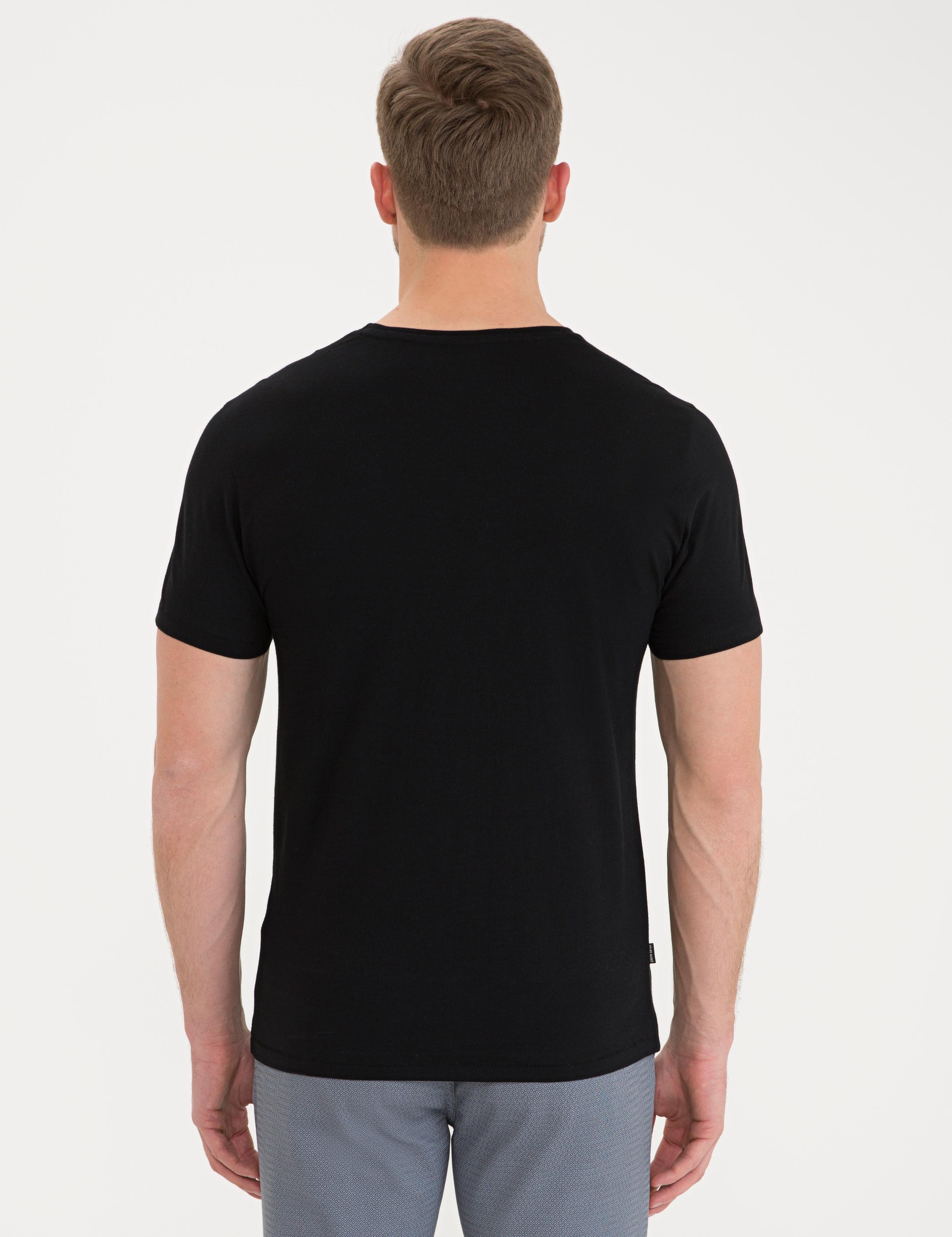 Siyah Slim Fit Bisiklet Yaka Tişört