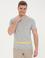 Açık Gri Melanj Slim Fit Baskılı Bisiklet Yaka Tişört
