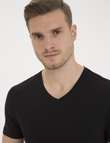 Siyah Slim Fit Basic Tişört - 50232383109