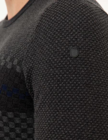 Antrasit Melanj Slim Fit Triko Kazak - 50194869021